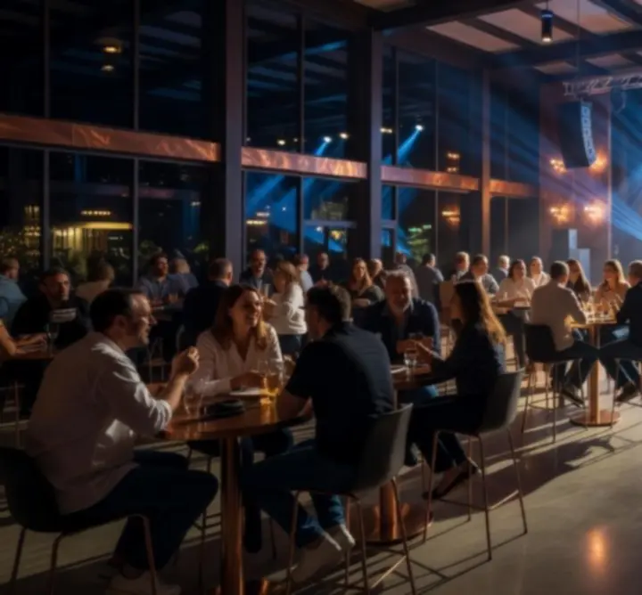 Élő esemény pezsgő hangulata egy Top Select Guide rendezvényhelyszínen